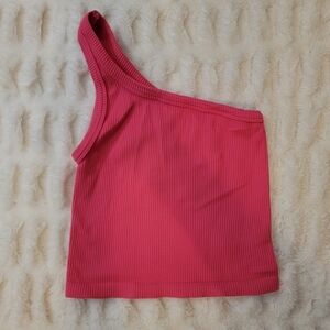 Nikibiki One-Shoulder Ribbed Crop Top in Pink